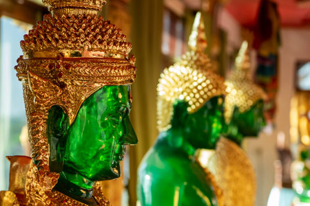 a green buddha at Wat Bang Prongtham Chotikaram near the city Mueang Chachoengsao City in Province...