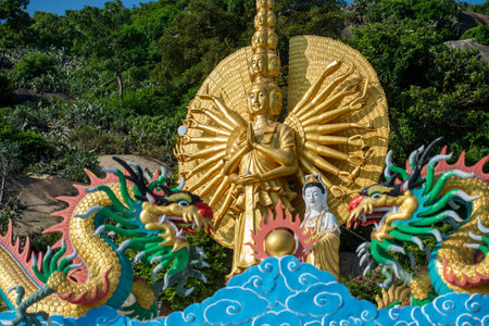 Dragon Figures and Buddhas at the Wat Khao Takiab near the town of Khao Takiab, south the City of Hua Hin in the Province of Prachuap Khiri Khan in Thailand. Thailand, Hua Hin, October, 30, 2022のeditorial素材