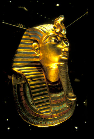 the Tutankhamun Mask in the Old Egyptian Museum in the old Town of Cairo the Capital of Egypt in...