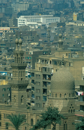 a view of the Sultan Hassan Mosque in the old town of Cairo the capital of Egypt in north Africa....