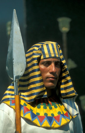 a guard at the Sadat Monument in the city center of Cairo the capital of Egypt in North Africa....