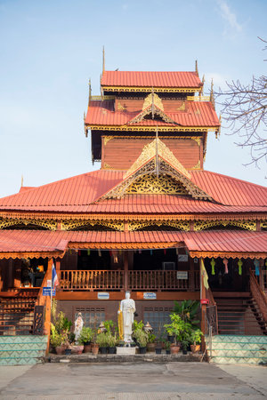 Inside the Wat Sa Bo Kaeo in City of Phrae and Province of Phrae in North Thailand. Thailand, Phrae, November, 24, 2024.のeditorial素材