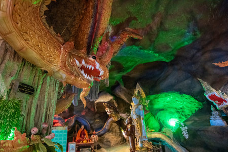 Cave of Wat Sawan Niwet in City of Phrae and Province of Phrae in North Thailand. Thailand, Phrae, November, 24, 2024.のeditorial素材