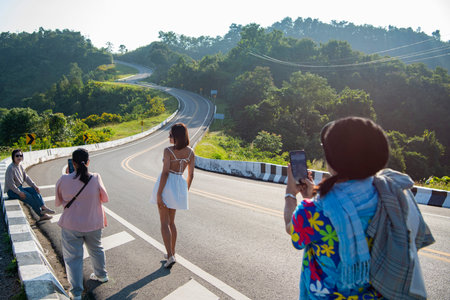 Number 3 Road at Ban Yot Doi Pass near Ban Bo Kluea in Province of Nan in North Thailand. Thailand,...