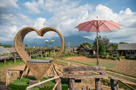Village and Landscape at Wat Kong in Wang Pha Village in Province of Nan in North Thailand. Thailand, Nan, November, 17, 2024.のeditorial素材