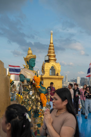 Golden Chedi at Golden Mount of Wat Saket in Banglamphu in the City of Bangkok in Thailand. Thailand, Bangkok, November, 7, 2024.のeditorial素材