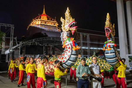 Opening Ceremony on Golden Mount at Wat Saket Festival Fair in Bangkok in Thailand. Thailand,...