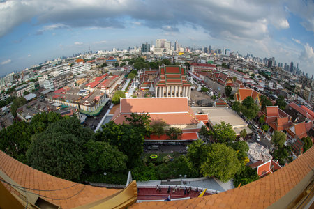 a view of Wat Saket in Banglamphu in the City of Bangkok in Thailand. Thailand, Bangkok, November, 7, 2024.のeditorial素材