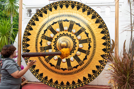 a Gong at Golden Mount of Wat Saket in Banglamphu in the City of Bangkok in Thailand. Thailand, Bangkok, November, 7, 2024.のeditorial素材