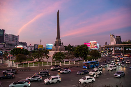 Victory Monument in Rachathewi in the City of Bangkok in Thailand. Thailand, Bangkok, December,11, 2024.のeditorial素材