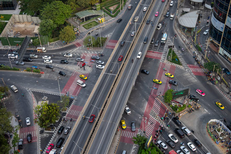 a view of Rama 9 Highway at Lumphini Park in the City of Bangkok in Thailand. Thailand, Bangkok,...
