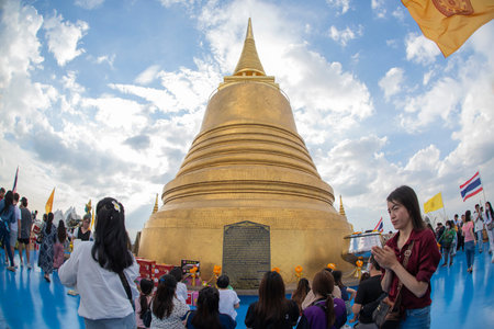 Golden Chedi at Golden Mount of Wat Saket in Banglamphu in the City of Bangkok in Thailand. Thailand, Bangkok, November, 7, 2024.のeditorial素材