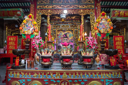 San Jiao Eng Biaw Shrine in Sathorn in City of Bangkok in Thailand. Thailand, Bangkok, December,13, 2024.のeditorial素材