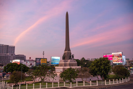 Victory Monument in Rachathewi in the City of Bangkok in Thailand. Thailand, Bangkok, December,11,...
