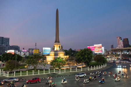 Victory Monument in Rachathewi in the City of Bangkok in Thailand. Thailand, Bangkok, December,11,...
