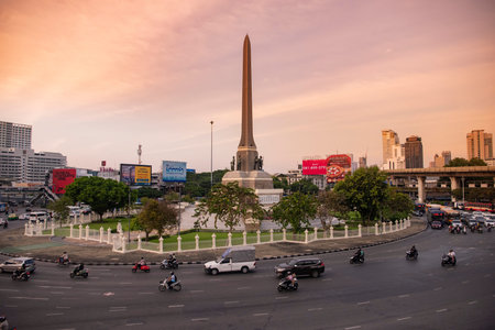 Victory Monument in Rachathewi in the City of Bangkok in Thailand. Thailand, Bangkok, December,11,...