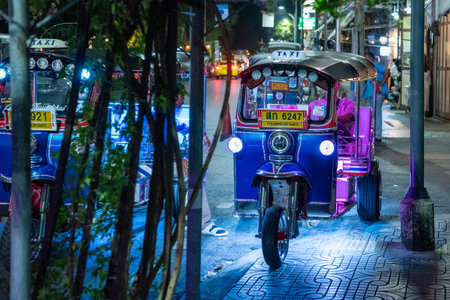 a Tuk Tuk Taxi at Pak Khlong in City of Bangkok in Thailand. Thailand, Bangkok, December,13, 2024.