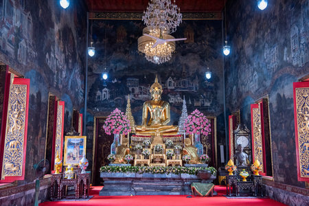 Wat Maha Phruettharam Worawihan in Bang Rak in City of Bangkok in Thailand. Thailand, Bangkok, November, 6, 2024.のeditorial素材