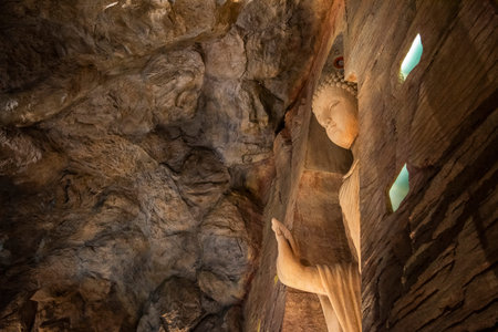 Bamiyan Buddha Cavern at Wat Saket in Banglamphu in the City of Bangkok in Thailand. Thailand, Bangkok, November, 7, 2024.のeditorial素材