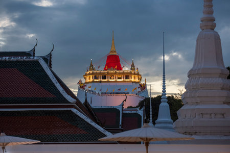 Ceremony on Golden Mount at Wat Saket Festival Fair in Banglamphu in Bangkok in Thailand. Thailand, Bangkok, November, 8, 2024.のeditorial素材