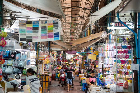 an alley at Sampheng Market Line in the City of Bangkok in Thailand. Thailand, Bangkok, November, 7, 2024.のeditorial素材
