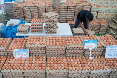 an Egg shop at a Food fair in the City Center of Aranyaprathet in the Province of Sa Kaeo in...