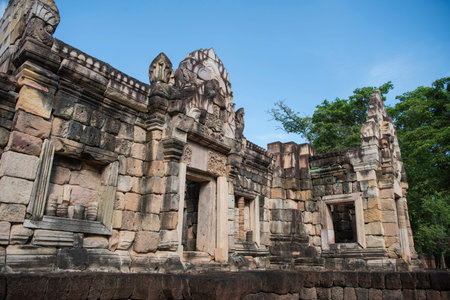 The Khmer Temple Ruins of Prasat Sdok Kok Thom in the Province of Sa Kaeo in Thailand. Thailand, Sa...