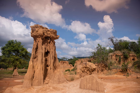 Rock formations at the Lalu Natural Park in the Province of Sa Kaeo in Thailand. Thailand, Sa Kaeo, November, 13, 2025のeditorial素材