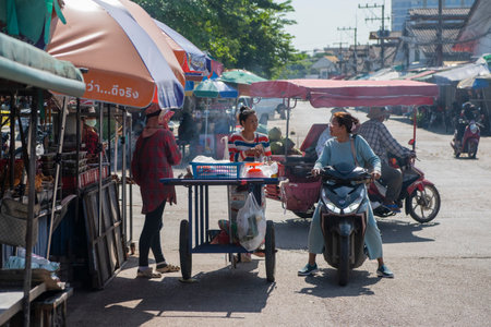 no customers at Ban Khlong Luek Border Market in City of Aranyaprathet in Province of Sa Kaeo in...