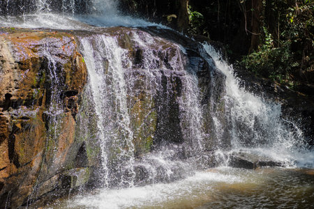 The Pang Sida Waterfall at the Pang Sida National Park in Province of Sa Kaeo in Thailand. Thailand,...