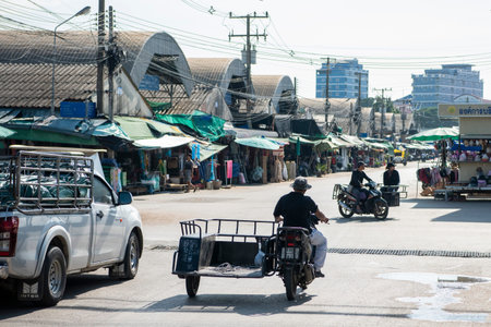 no customers at Ban Khlong Luek Border Market in City of Aranyaprathet in Province of Sa Kaeo in...