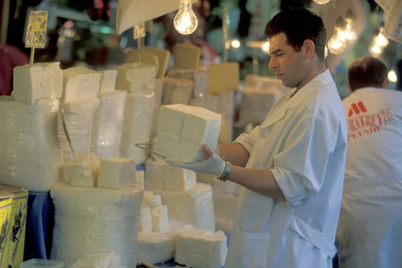 a food shop at the Old Souq or Bazaar Kapali Carsi Market in the old town of the city Istanbul in...