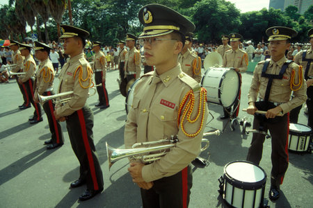a ceremony with soldiers of Taiwan army at the USA National Day of July 4th in the city center of...