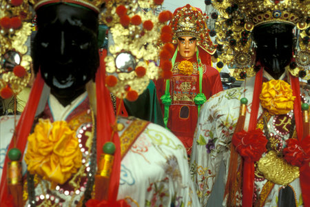 a traditional Mazu parade and Daoist religious Festival in the city center of Taipei in Taiwan of...