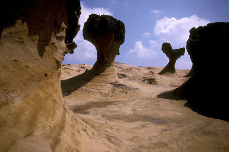The Coral Cliffs Ocean Park of Yehliu northeast of the Town Keelung on the Coast of North Taiwan in EastAasia. Taiwan, Yehliu, May, 2001のeditorial素材