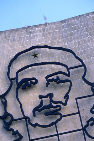 a memorial of Che Guevara on the Ministry of Interior at the Plaza de la Revolicion in the City of Havana in Cuba. Cuba, Havana, October, 2005のeditorial素材