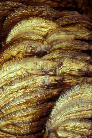 dry fish at the food market at the central market or Psar Thmei market in the city of Phnom Penh of...