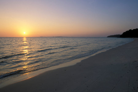 a Beach at the Golf of Thailand in the Town of Sihanoukville in the south of Cambodia.  Cambodia, Sihanoukville, February, 2001,のeditorial素材