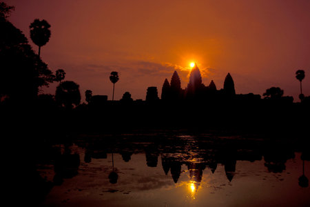 the Angkor Wat Temple in the Temple City of Angkor near the City of Siem Reap in the west of...