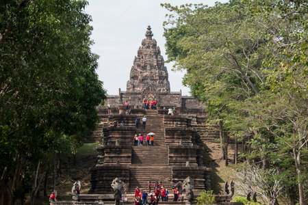the khmer Temple Ruins of Phanom Rung Historical Park in the province of Buri Ram in Isan in...