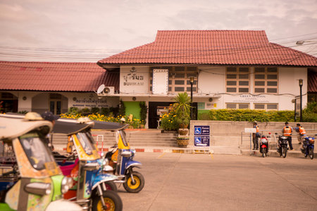 the Railway station in the city of Buriram in the province of Buri Ram in Isan in Northeast...