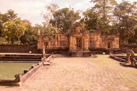 the khmer Temple Ruins of Prasat Muang Tam in the province of Buri Ram in Isan in Northeast...