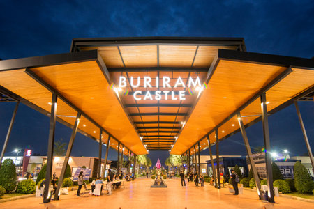 the shooping complex and Mall of Buriram Castle in the city of Buriram in the province of Buri Ram in Isan in Northeast thailand.  Thailand, Buriram, November, 2017のeditorial素材