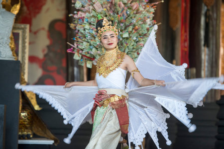 a Thai Dance Show at the Baandam Museum in the village of Muang in the north of the city Chiang Rai...