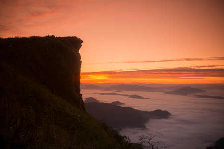 People enjoy at the Cliff of Phu Chi Fa in the Chiang Rai Province in North Thailand.