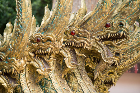 the wat tham pla or monkey cave temple near the town of Mae Sai in Thailand in the north of the city Chiang Rai in North Thailand.のeditorial素材