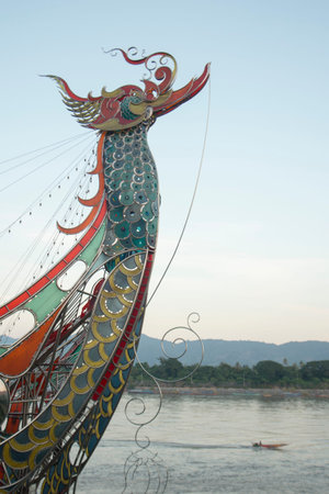 the Golden Triangle of Thailand, Myanmar and Laos in the town of  Sop Ruak at the mekong river in the golden triangle in the north of the city Chiang Rai in North Thailand.のeditorial素材