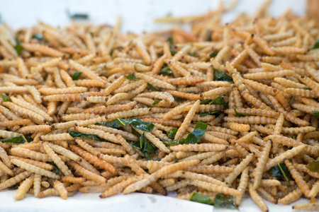 insects and worms at a market in the city of Chiang Rai in North Thailand.