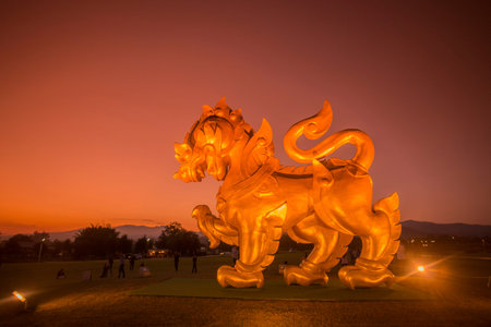 the singha at the singha Park near the city Chiang Rai in North Thailand.のeditorial素材