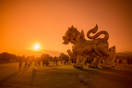 the singha at the singha Park near the city Chiang Rai in North Thailand.のeditorial素材